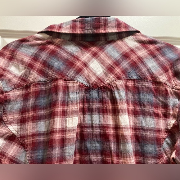 Lucky Brand Women's Plaid Button-Up Shirt Red Long Sleeve country Size XL - Picture 8 of 10